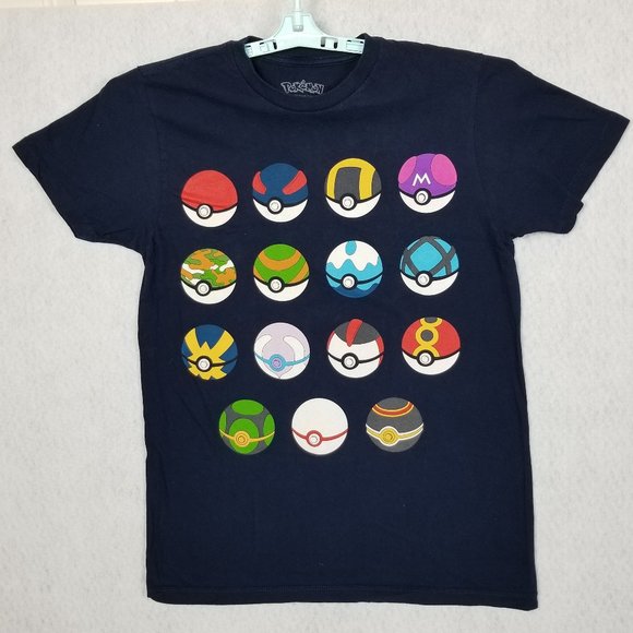 Pokemon Other - POKEMON T-Shirt 2018 Graphic Character Symbols? Short Sleeve Navy Blue Medium